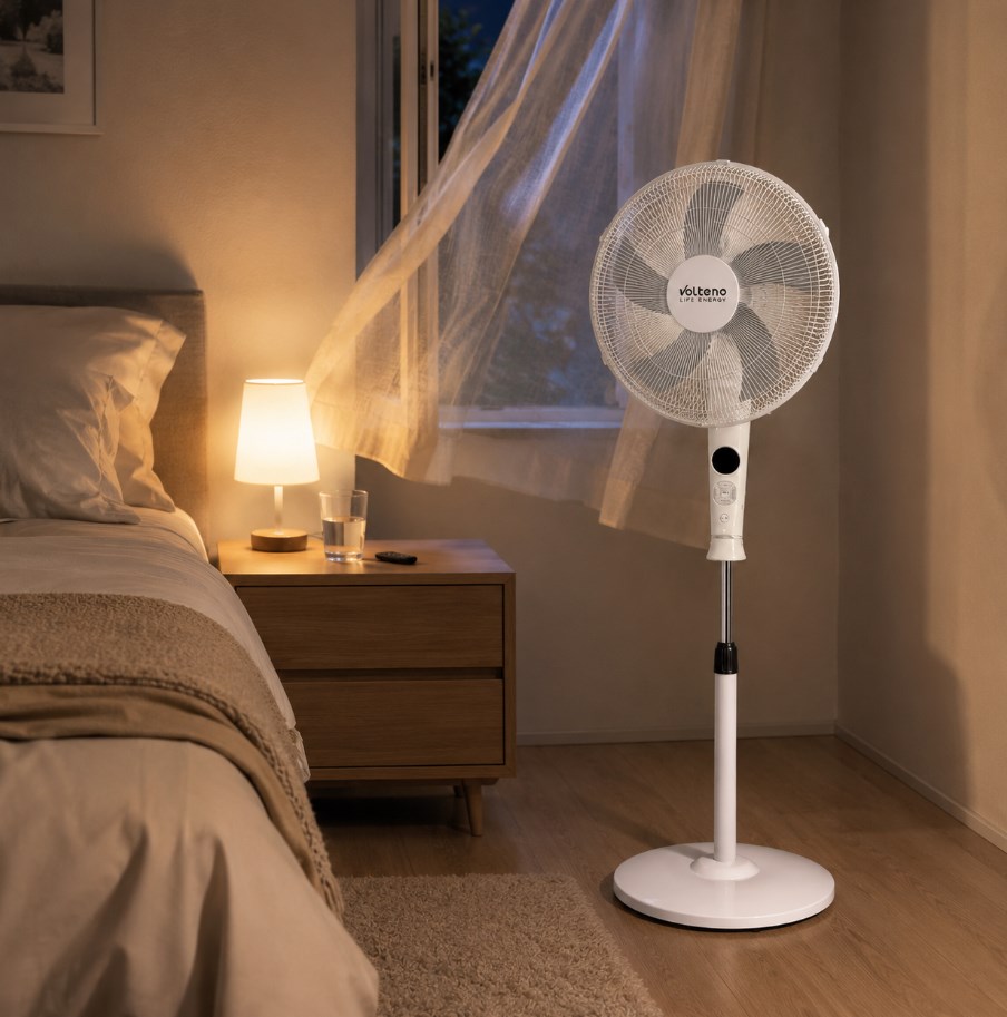 Wentylator podłogowy Volteno VO2427 biały 40 cm 50 W z pilotem